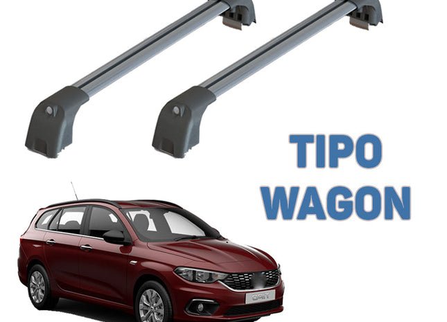 For Fiat Tipo Wagon 2015-2025 Roof Rack System, Aluminium Cross Bar, Lockable, Black