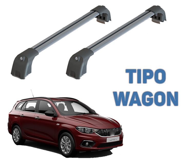 For Fiat Tipo Wagon 2015-2025 Roof Rack System, Aluminium Cross Bar, Lockable, Silver