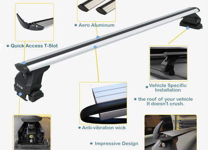 For Volkswagen ID. Buzz Roof Rack Cross Bar Alu Fix Point 3Qty Silver
