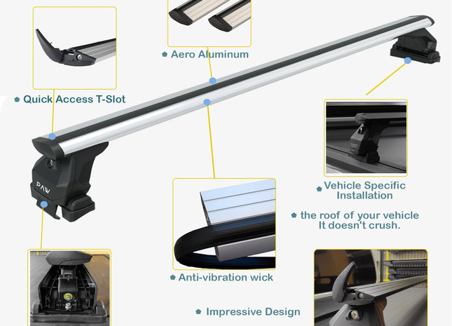 For Volkswagen ID. Buzz Roof Rack Cross Bar Alu Fix Point 3Qty Silver
