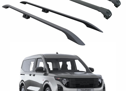 For Ford Courier 2023-2025 Roof Side Rails and Roof Racks Cross Bars Alu Black