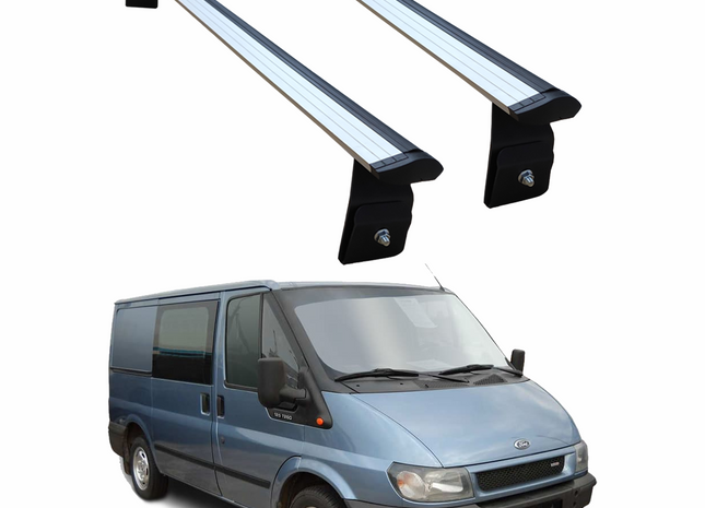 Silver Roof Rack Carrier Cross Bars Aluminum, 2 Qty For Ford Transit 2000-2013