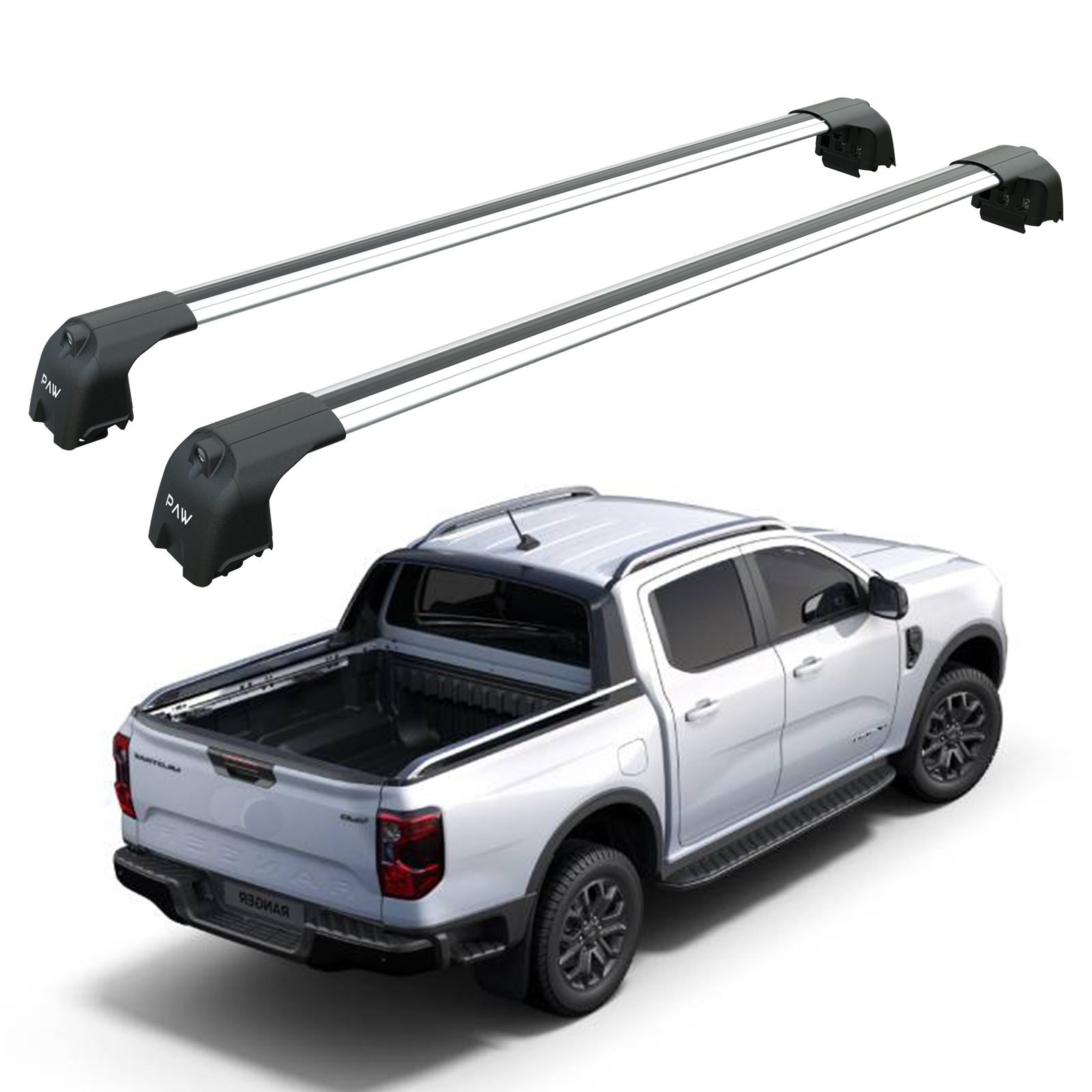 For Ford Ranger Wiltrack 2022-2025 Bed Rack Cross Bars Alu Silver Pro 2