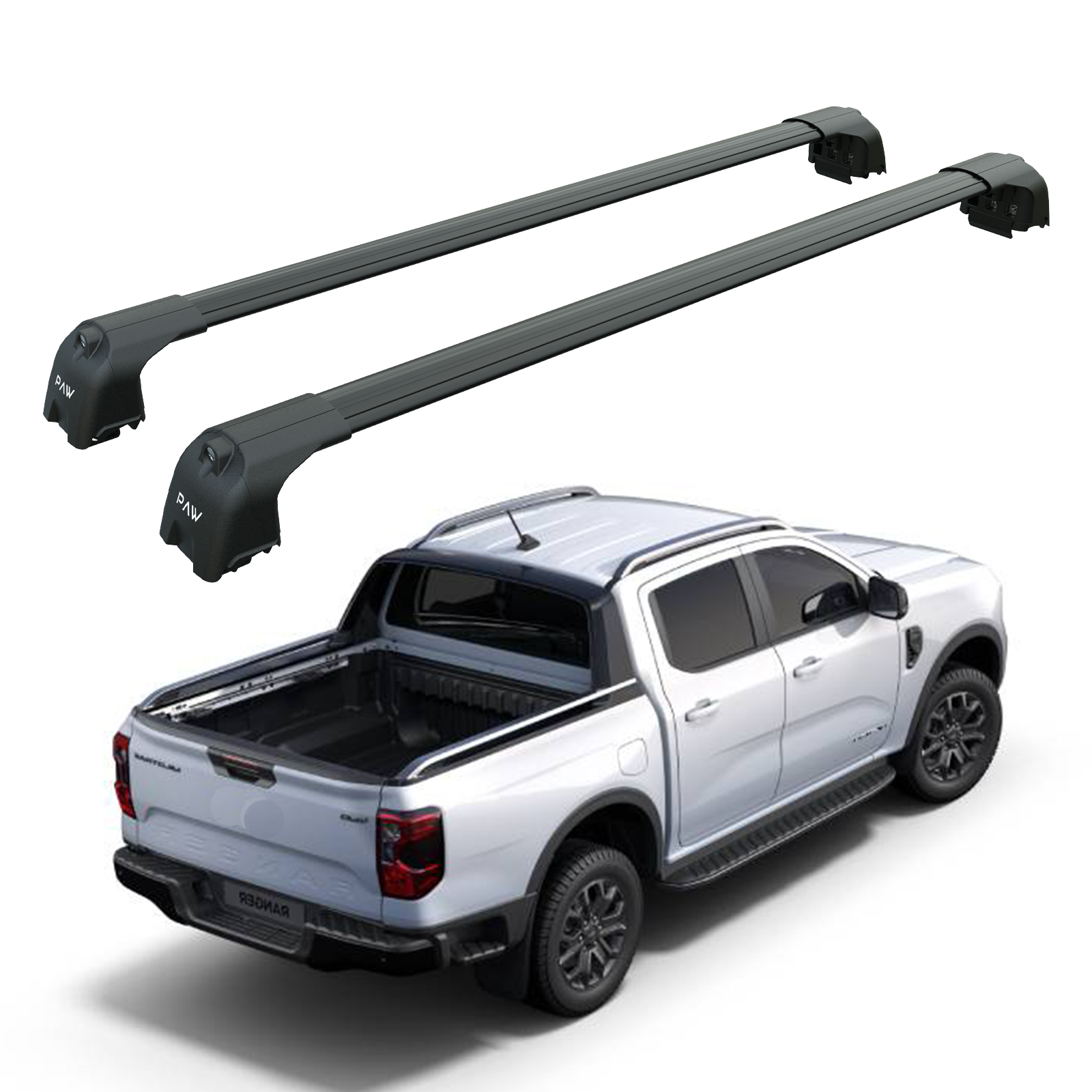 For Ford Ranger Wiltrack 2022-2025 Bed Rack Cross Bars Alu Black Pro 2