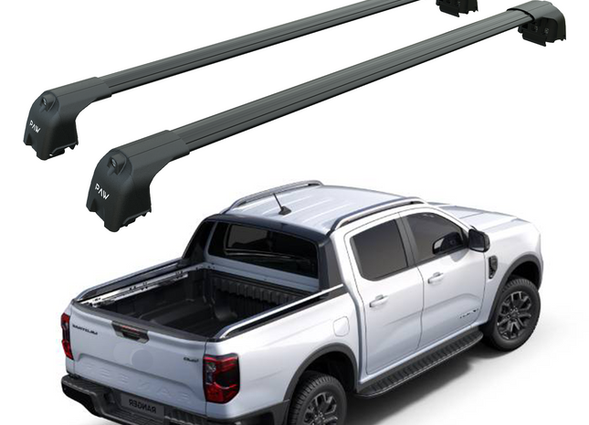 For Ford Ranger Wiltrack 2022-2025 Bed Rack Cross Bars Alu Black Pro 2