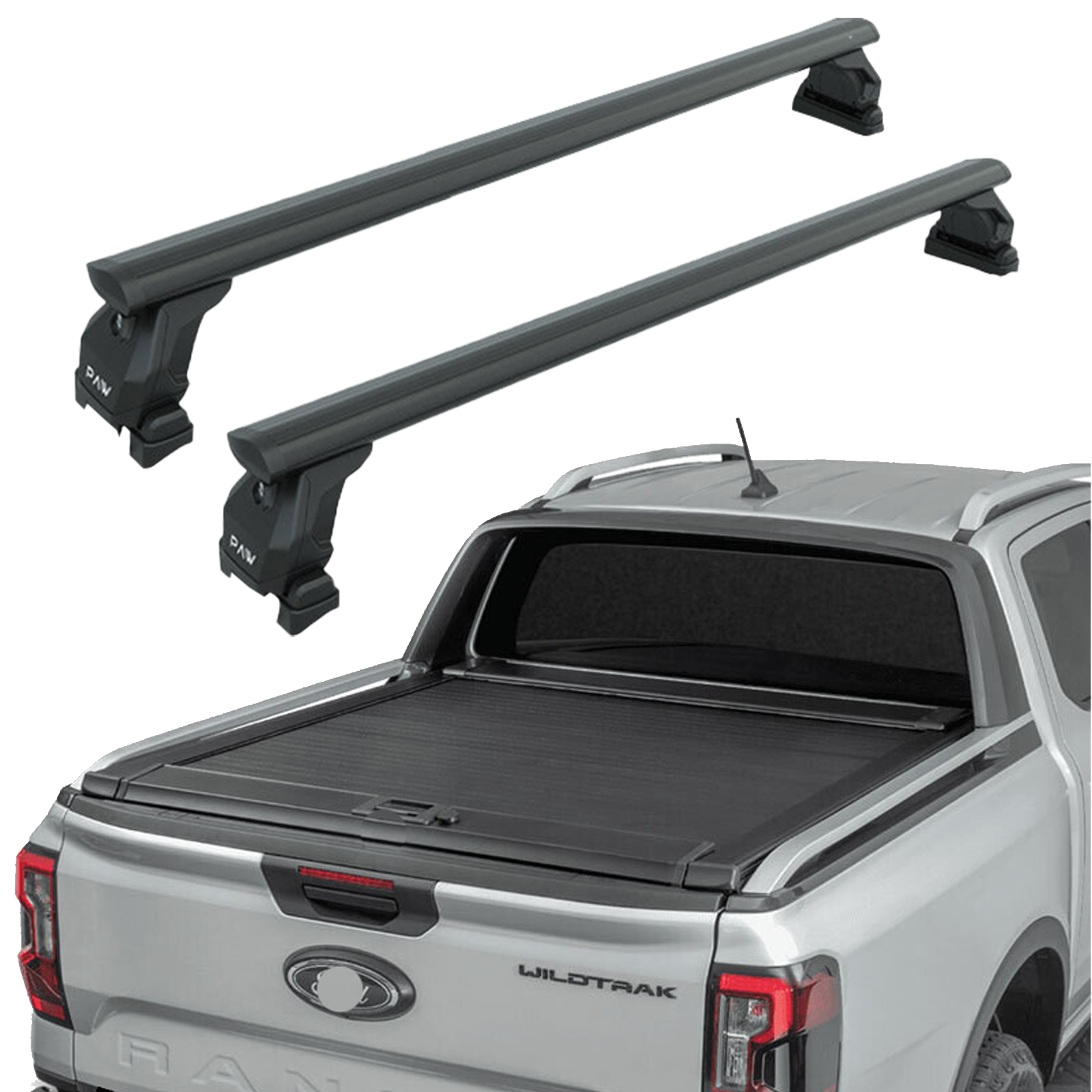 For Ford Ranger 2022-2025 Aluminium Bed Rack Cross Bar, Lockable, Black