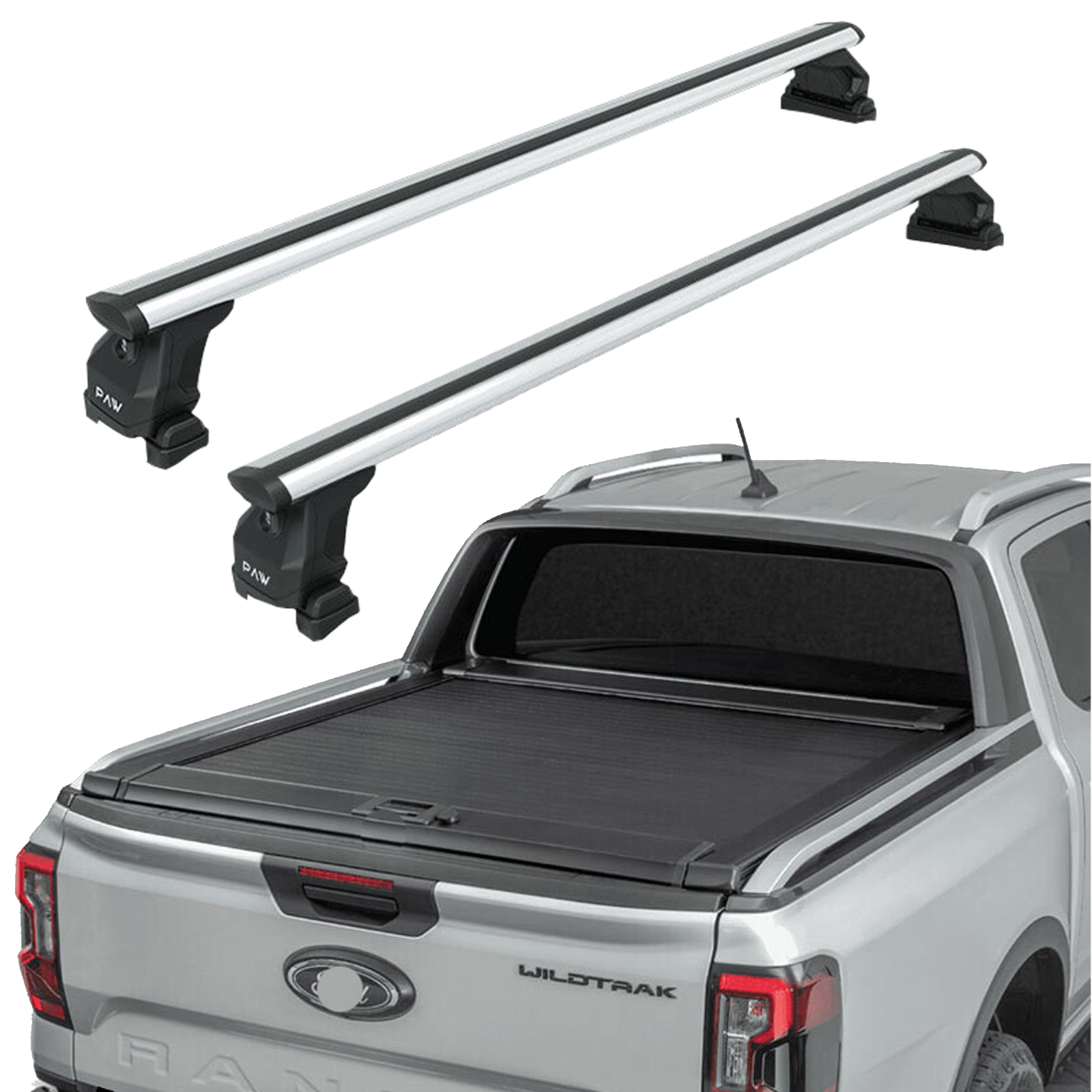 For Ford Ranger 2022-2025 Aluminium Bed Rack Cross Bar, Lockable, Silver