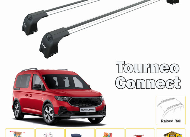 For Ford Tourneo Connect 2014-2023 Roof Rack Cross Bars Metal Bracket Raised Rail Alu Silver