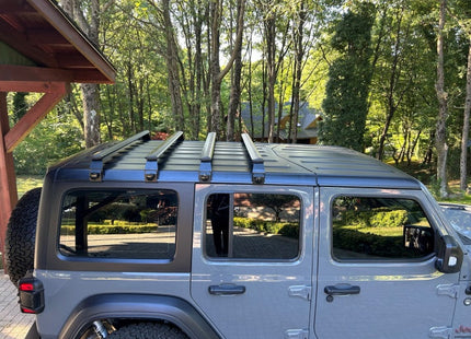 For Jeep Wrangler JK 2007-18 Roof Rack Cross Bars Metal Bracket Rain Gutters Black