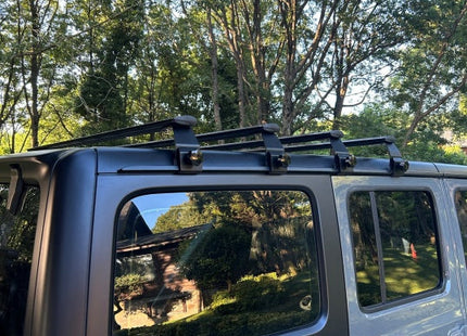 For JEEP Wrangler JL 2018-Up Roof Rack Cross Bars Metal Bracket Rain Gutters Black