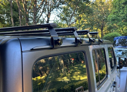 For Jeep Wrangler JK 2007-18 Roof Rack Cross Bars Metal Bracket Rain Gutters Black