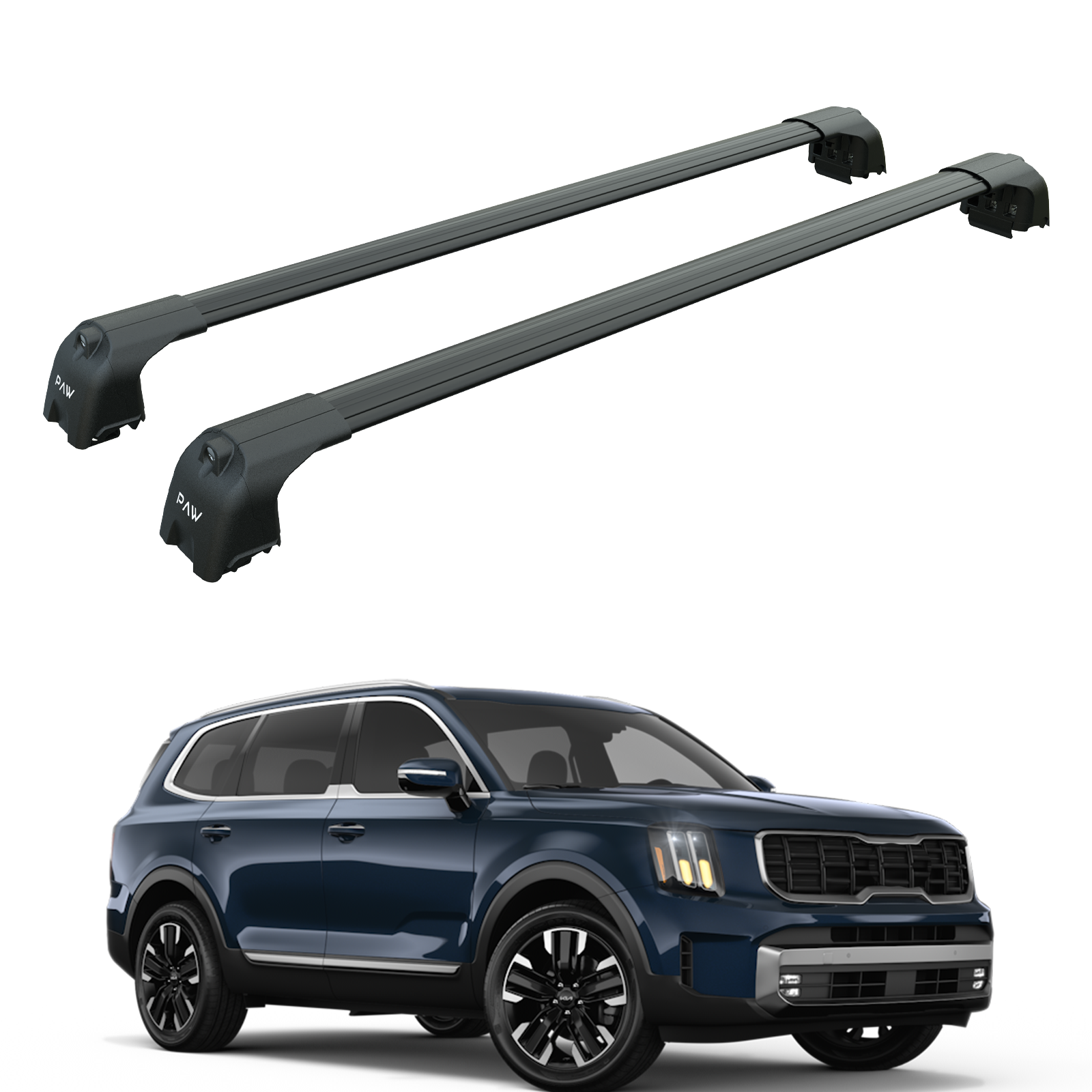 For Kia Telluride 2020-Up Roof Rack Cross Bar Flush Rail Black