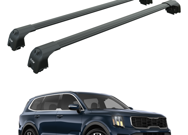 For Kia Telluride 2020-Up Roof Rack Cross Bar Flush Rail Black