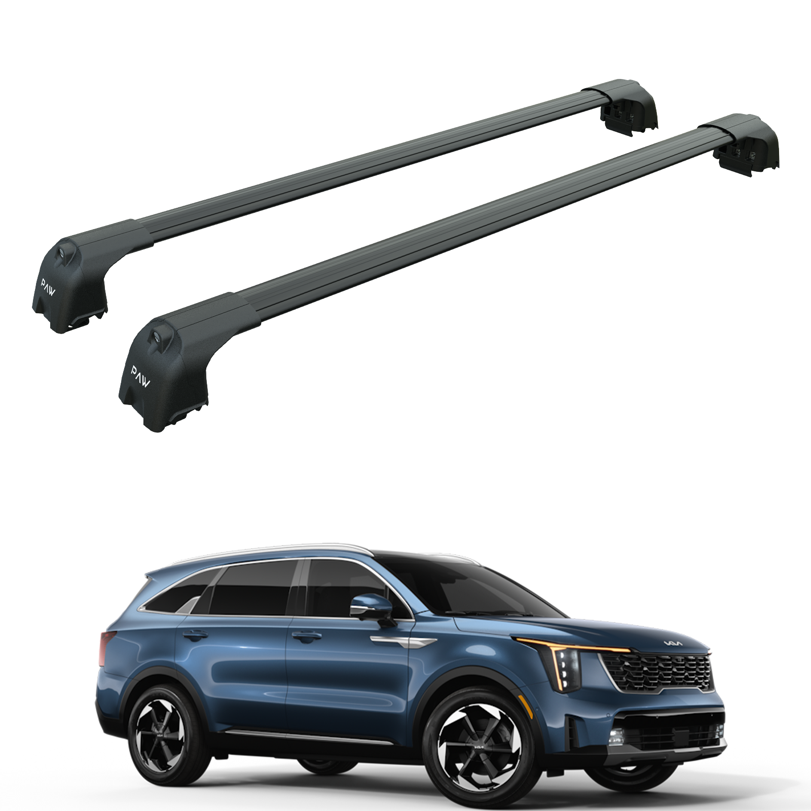 For Kia Sorento 2020-Up Roof Rack Cross Bars Flush Rail Alu Black