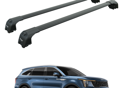 For Kia Sorento 2020-Up Roof Rack Cross Bars Flush Rail Alu Black