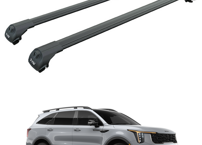 For Kia Sorento 2021-Up Roof Rack Cross Bars Raised Rail Alu Black