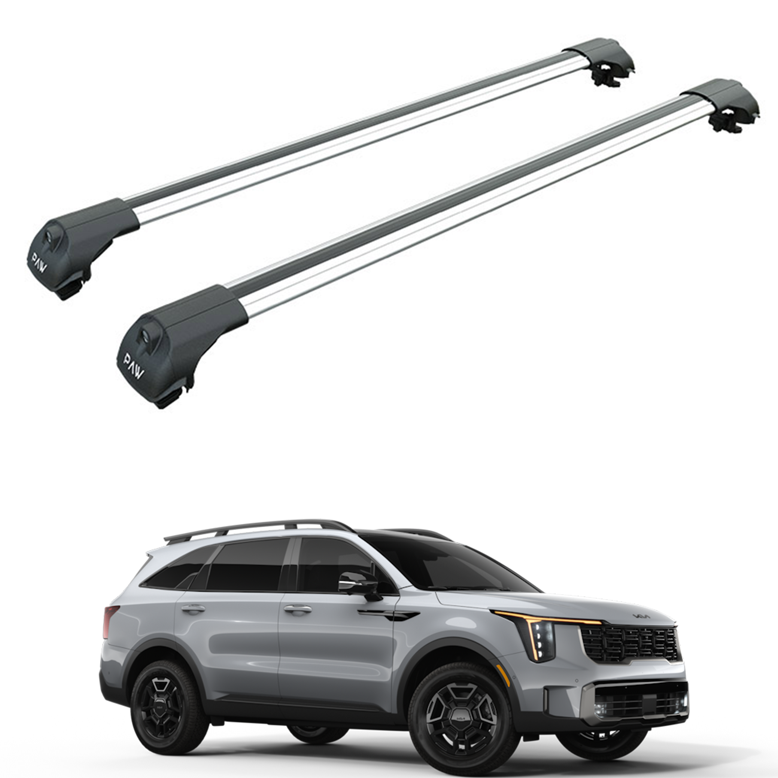 For Kia Sorento 2021-Up Roof Rack Cross Bars Raised Rail Alu Silver