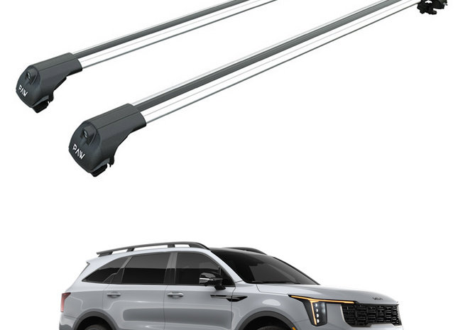 For Kia Sorento 2021-Up Roof Rack Cross Bars Raised Rail Alu Silver