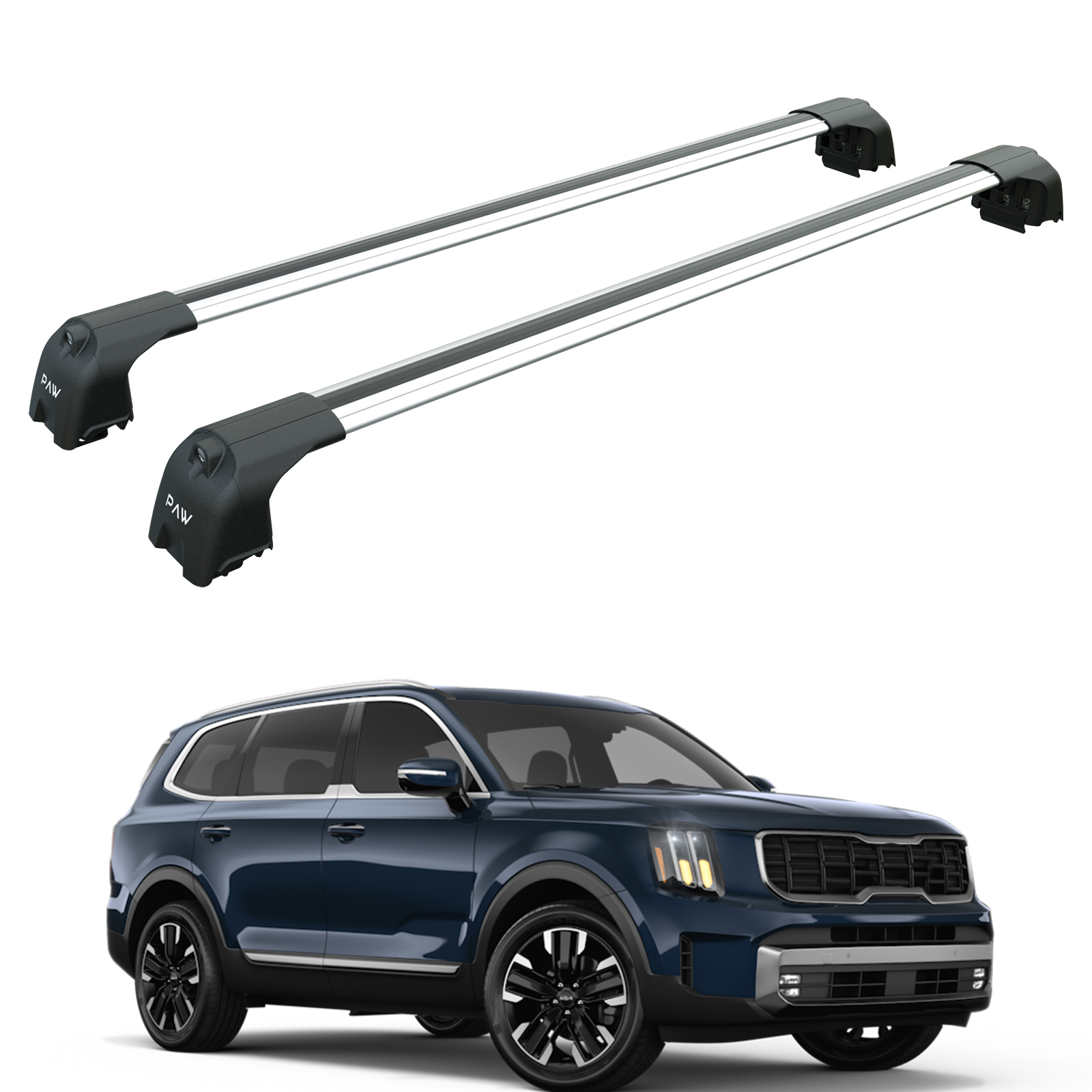 For Kia Telluride 2020-Up Roof Rack Cross Bar Flush Rail Silver