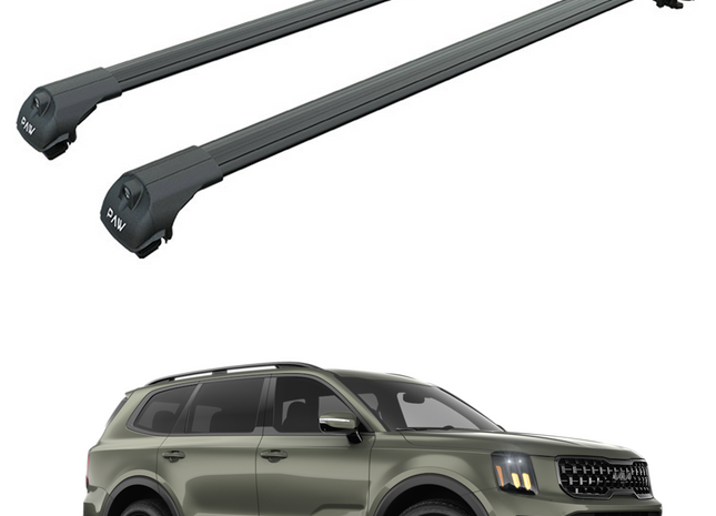 Roof Racks for Kia Telluride Roof Rack Cross Bars Raised Rail Alu Black Pro 1
