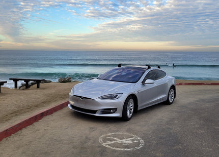 For Tesla Model S (2012-2016) Roof Rack Cross Bars – Metal Bracket Fix Point – Aluminum – Black