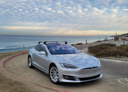 For Tesla Model S (2012-2016) Roof Rack Cross Bars – Metal Bracket Fix Point – Aluminum – Silver