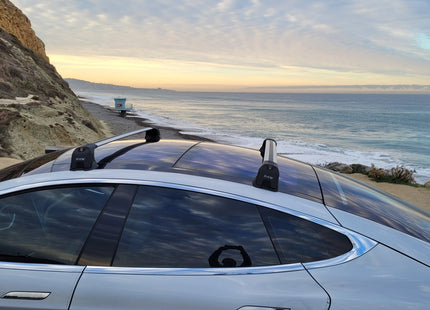 For Tesla Model S (2012-2016) Roof Rack Cross Bars – Metal Bracket Fix Point – Aluminum – Silver