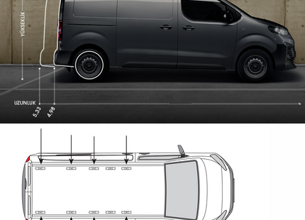 For Fiat Scudo Roof Rack Rails - Black 2021-2025 Long LENGTH