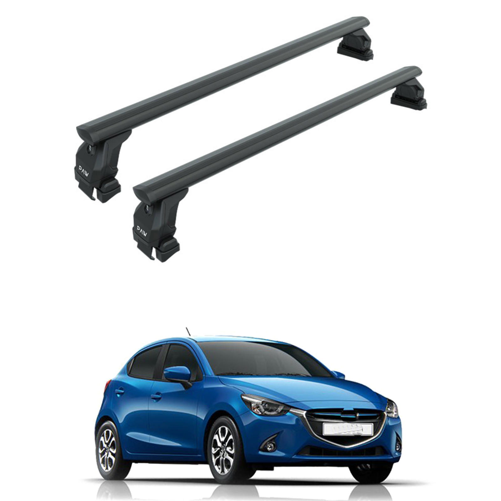 For Mazda 2 Series 2016-Up Roof Rack Cross Bars Normal Roof Alu Black