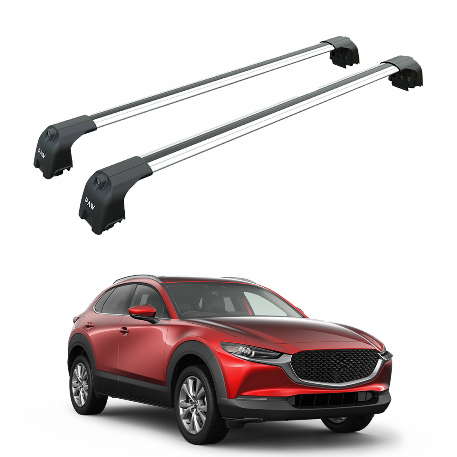 For Mazda CX 30 2020-Up Roof Rack Cross Bars Flush Rail Alu Silver