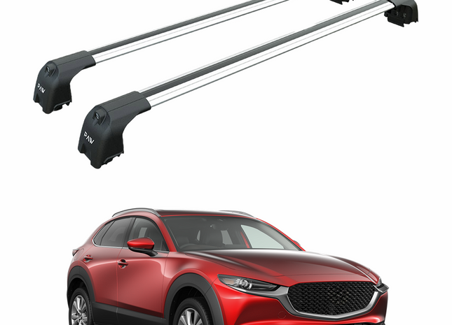 For Mazda CX 30 2020-Up Roof Rack Cross Bars Flush Rail Alu Silver