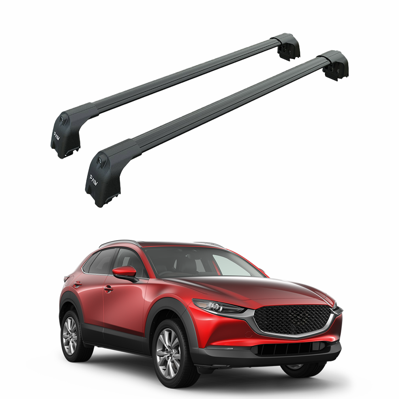 For Mazda CX 30 2020-Up Roof Rack Cross Bars Flush Rail Alu Black