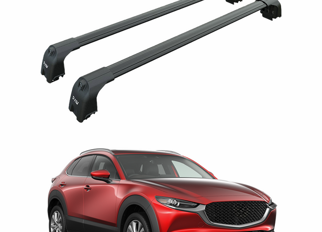 For Mazda CX 30 2020-Up Roof Rack Cross Bars Flush Rail Alu Black