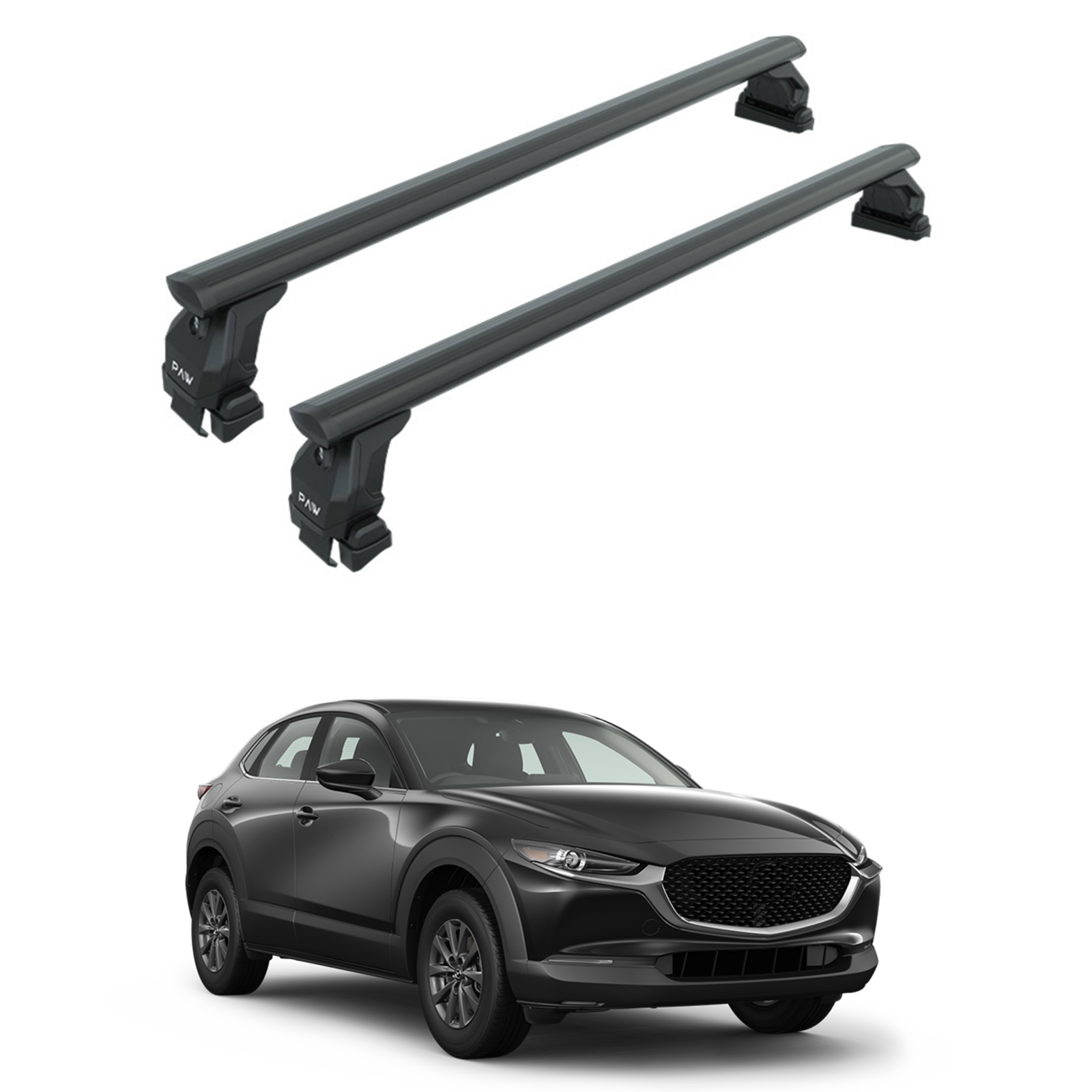 For Mazda CX 30 S 2020-Up Roof Rack Cross Bars Fix Point Alu Black