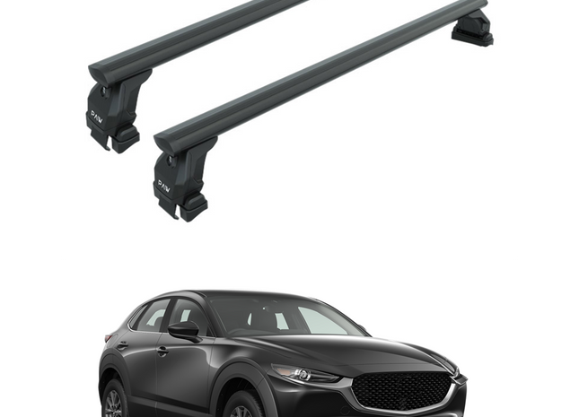 For Mazda CX 30 S 2020-Up Roof Rack Cross Bars Fix Point Alu Black