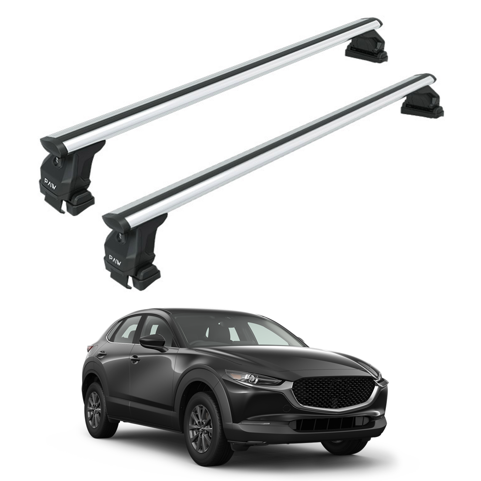 For Mazda CX 30 2020-Up Roof Rack Cross Bars Fix Point Alu Silver