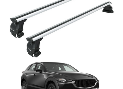 For Mazda CX 30 2020-Up Roof Rack Cross Bars Fix Point Alu Silver