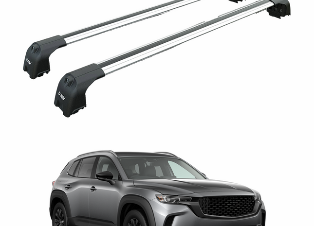 For Mazda CX 50 2021-Up Roof Rack Cross Bars Flush Rail Alu Silver