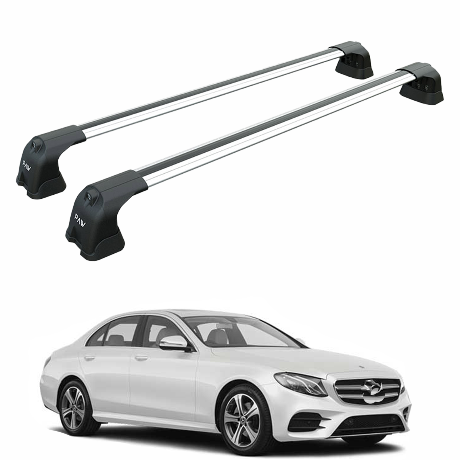 For Mercedes E Sedan W213 2017-2023 Roof Rack Cross Bars Metal Fix Point Alu Silver