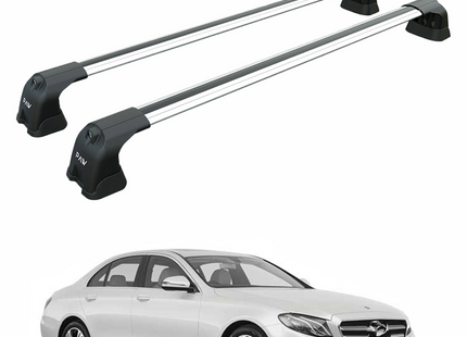 For Mercedes E Sedan W213 2017-2023 Roof Rack Cross Bars Metal Fix Point Alu Silver