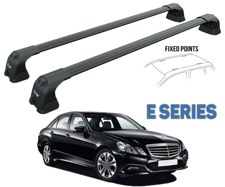 For Mercedes Benz E Sedan W212 2009-2013 Roof Rack Cross Bars Fix Point Alu Black