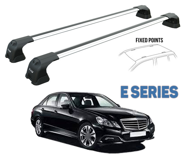 For Mercedes Benz E Sedan W212 2009-2013 Roof Rack Cross Bars Fix Point Alu Silver