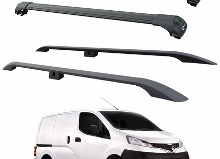 For Nissan NV200 2009-Up Roof Side Rails and Roof Racks Cross Bars, Black