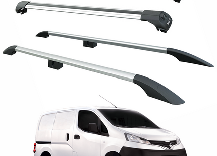 For Nissan NV200 2009-Up Roof Side Rails and Roof Racks Cross Bars, Silver