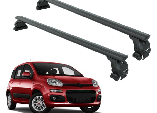 For Fitting Roof Racks, Roof Boxes or Roof Bike Racks Compatible with Fiat Panda 319 Black 2012- Onwards