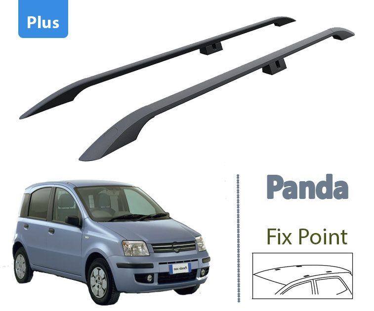 For Fitting Roof Racks, Roof Boxes or Roof Bike Racks Compatible with Fiat Panda 169 Black 2003-2012