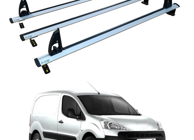 For Peugeot Partner Roof Racks Cross Bars Carrier Alu 2008-2018 3 Qty Black