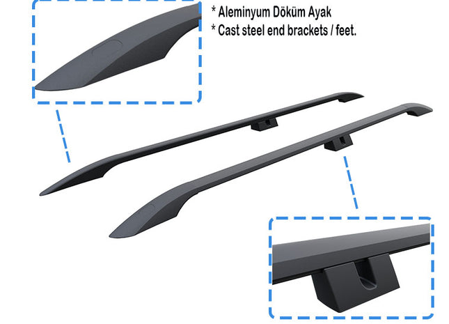 Paw Pro Bar Ladder Aluminium Roof Rack And Cross Bars Set, Fits Courier Van 2014-2022 Black