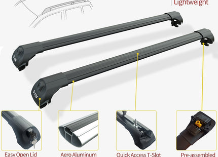 For Renault Kangoo Roof Rack System Carrier Cross Bars Aluminum Black 2021-Up