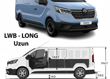 For Renault Trafic X82 LWB 2014-2025 2Pcs Roof Rack + 2Pcs Cross Bars Aluminum Silver